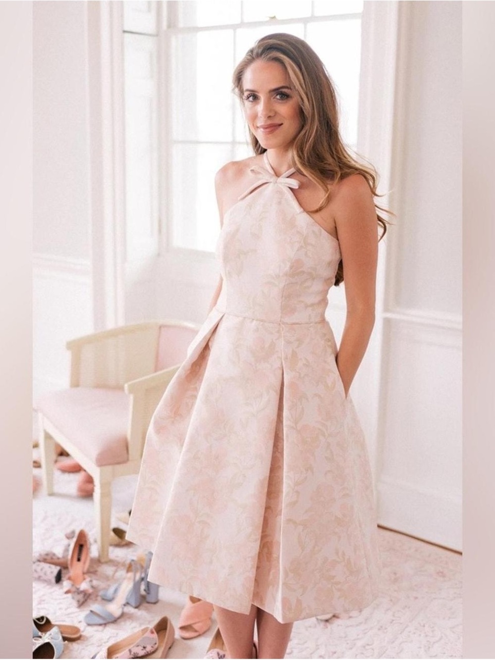 NWT Gal Meets Glam Blush Pink Floral Halter Dress